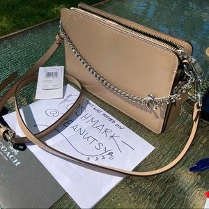 Coach Taupe Signature C chain link crossbody bag purse 78801